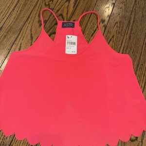 ASTR Scalloped Drape‎ Back Tank Small Paradise Pink NWT